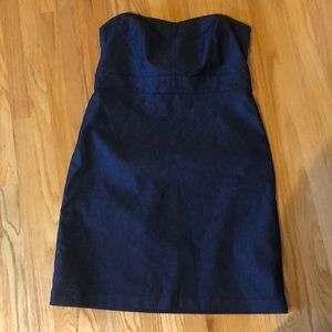 Strapless dark denim dress